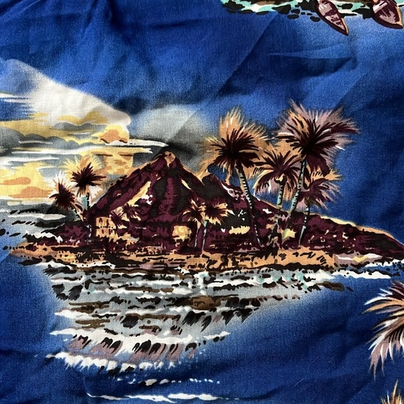 Hilo Hattie Hawaiian Sarong Mini Wrap Skirt VTG Aloha Tropical Blue One Size - Picture 5 of 7